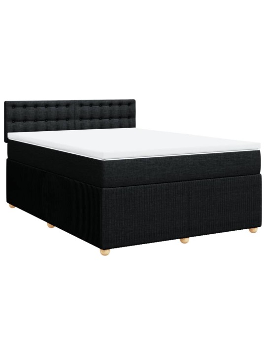 Box spring postel s matrací černá 140 x 190 cm textil
