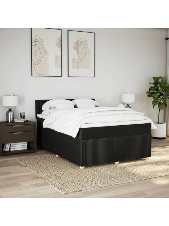 Box spring postel s matrací černá 140 x 190 cm textil