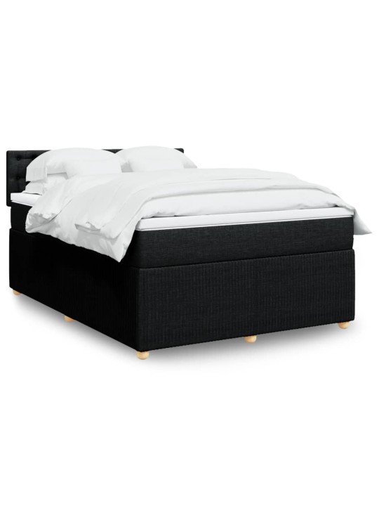 Box spring postel s matrací černá 140 x 190 cm textil