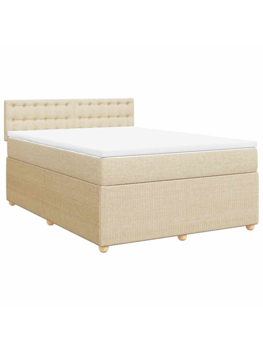 Box spring postel s matrací krémová 140x190 cm textil