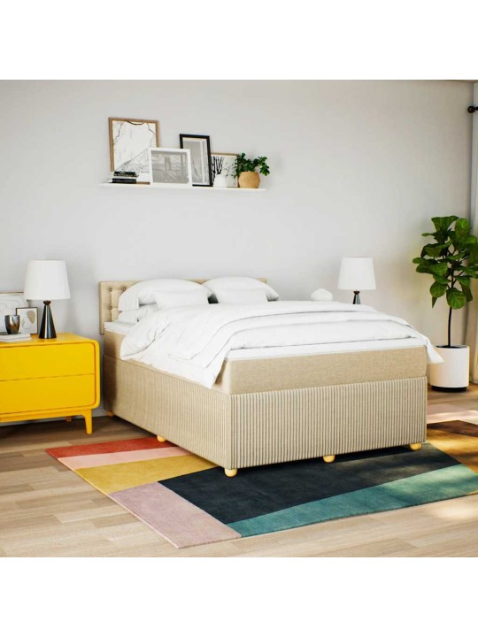 Box spring postel s matrací krémová 140x190 cm textil