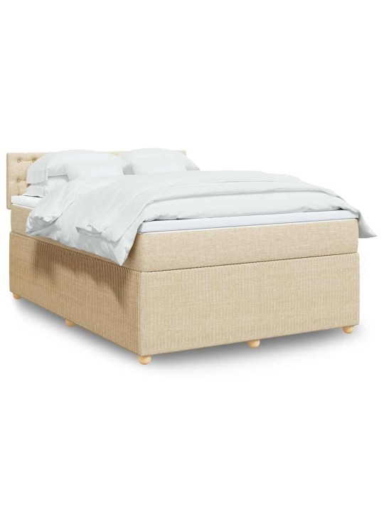 Box spring postel s matrací krémová 140x190 cm textil