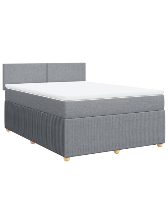 Box spring postel s matrací světle šedá 140 x 200 cm textil