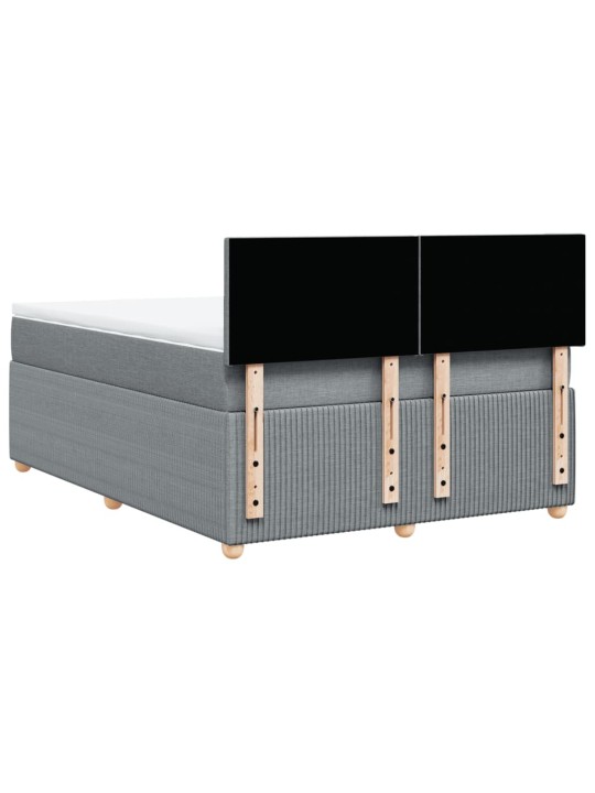 Box spring postel s matrací světle šedá 140 x 200 cm textil