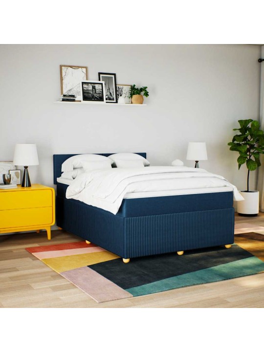 Box spring postel s matrací modrá 140x200 cm textil