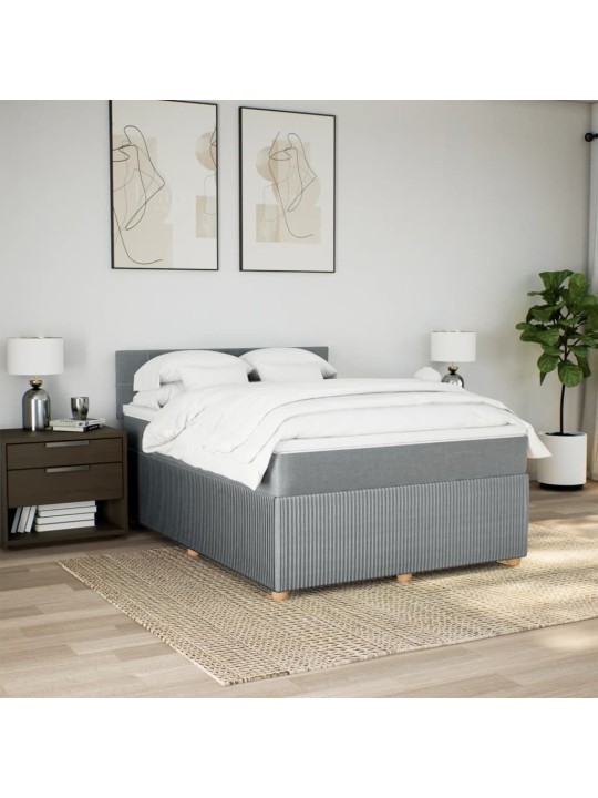 Box spring postel s matrací světle šedá 140 x 200 cm textil