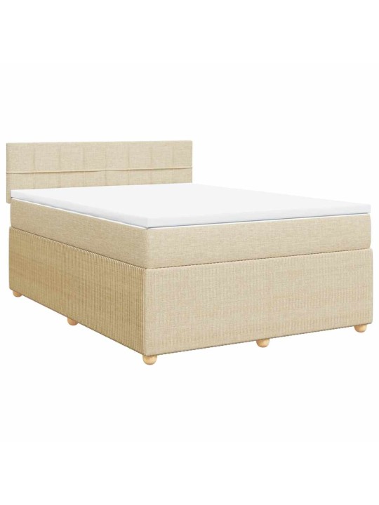 Box spring postel s matrací krémová 140x200 cm textil