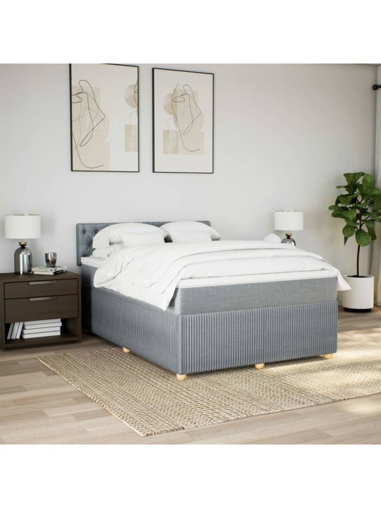 Box spring postel s matrací světle šedá 140 x 200 cm textil