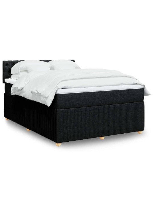 Box spring postel s matrací černá 140x200 cm textil