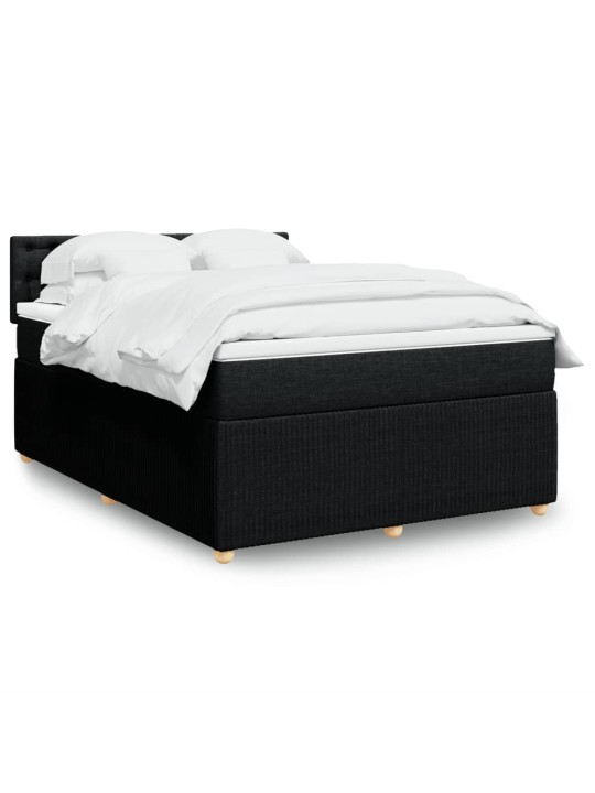 Box spring postel s matrací černá 140x200 cm textil