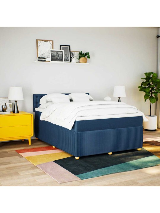 Box spring postel s matrací modrá 140x200 cm textil
