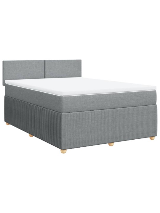 Box spring postel s matrací světle šedá 160 x 200 cm textil