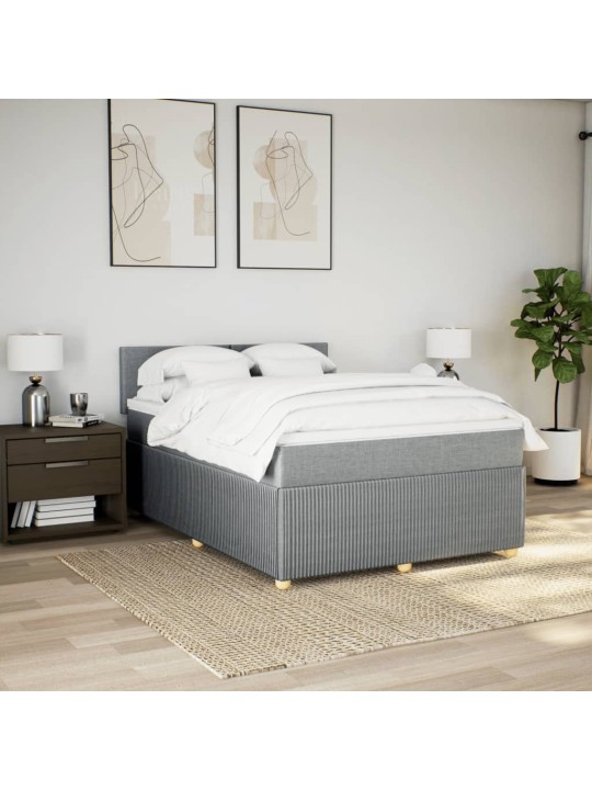 Box spring postel s matrací světle šedá 160 x 200 cm textil