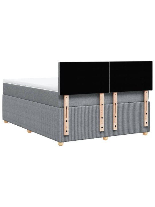Box spring postel s matrací světle šedá 160 x 200 cm textil