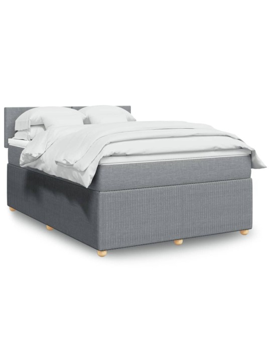 Box spring postel s matrací světle šedá 160 x 200 cm textil