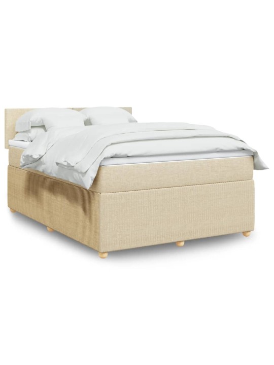 Box spring postel s matrací krémová 160x200 cm textil