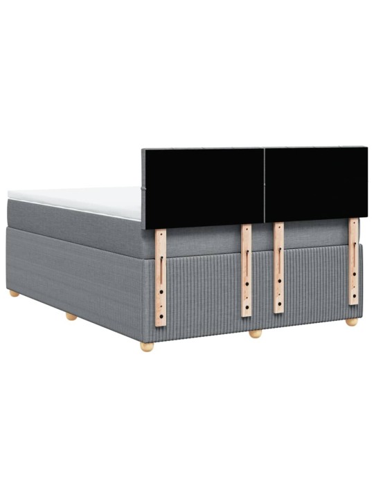Box spring postel s matrací světle šedá 160 x 200 cm textil