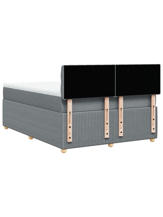 Box spring postel s matrací světle šedá 160 x 200 cm textil