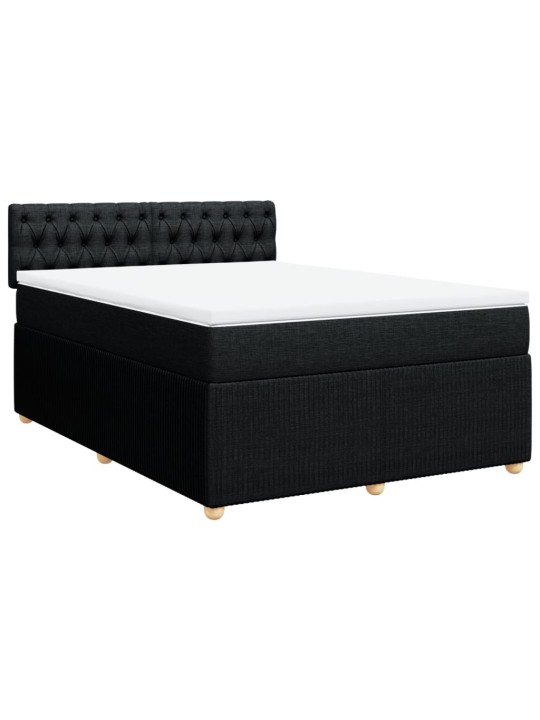 Box spring postel s matrací černá 160x200 cm textil