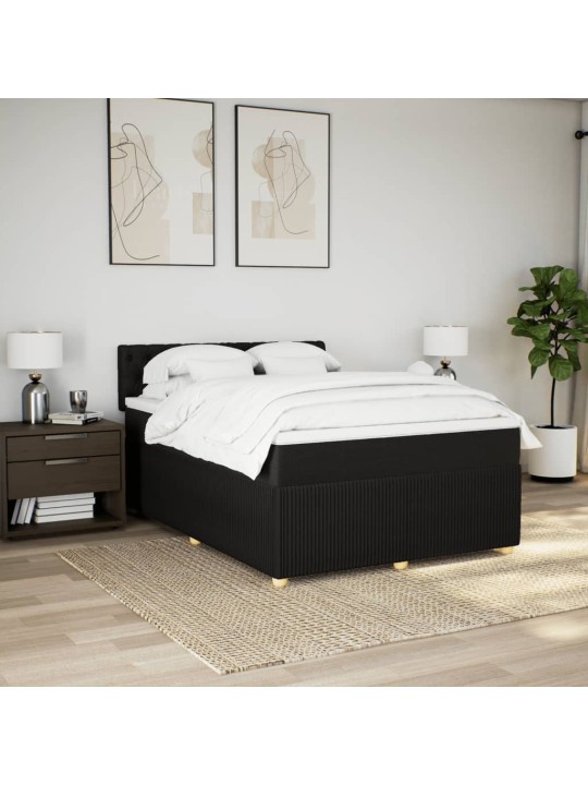Box spring postel s matrací černá 160x200 cm textil