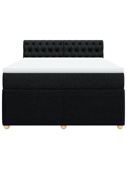 Box spring postel s matrací černá 160x200 cm textil