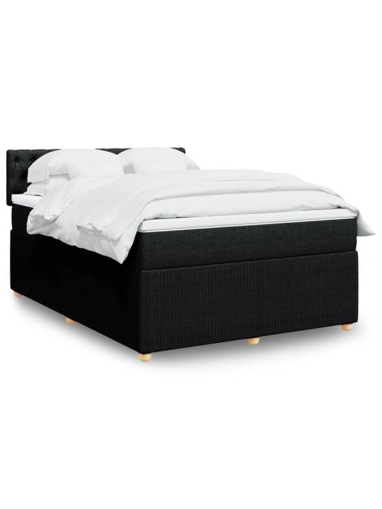 Box spring postel s matrací černá 160x200 cm textil