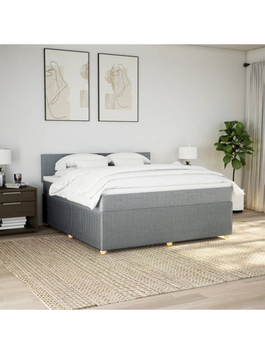 Box spring postel s matrací světle šedá 180 x 200 cm textil