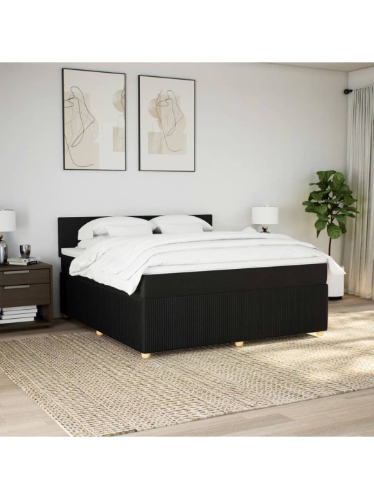 Box spring postel s matrací černá 180x200 cm textil