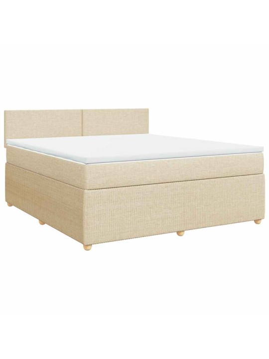 Box spring postel s matrací krémová 180x200 cm textil