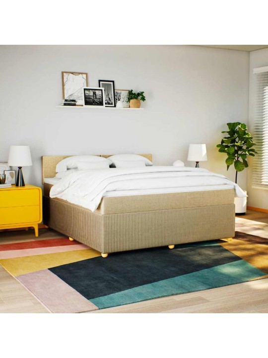 Box spring postel s matrací krémová 180x200 cm textil