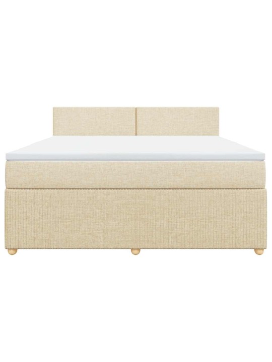 Box spring postel s matrací krémová 180x200 cm textil