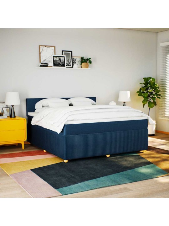 Box spring postel s matrací modrá 180x200 cm textil
