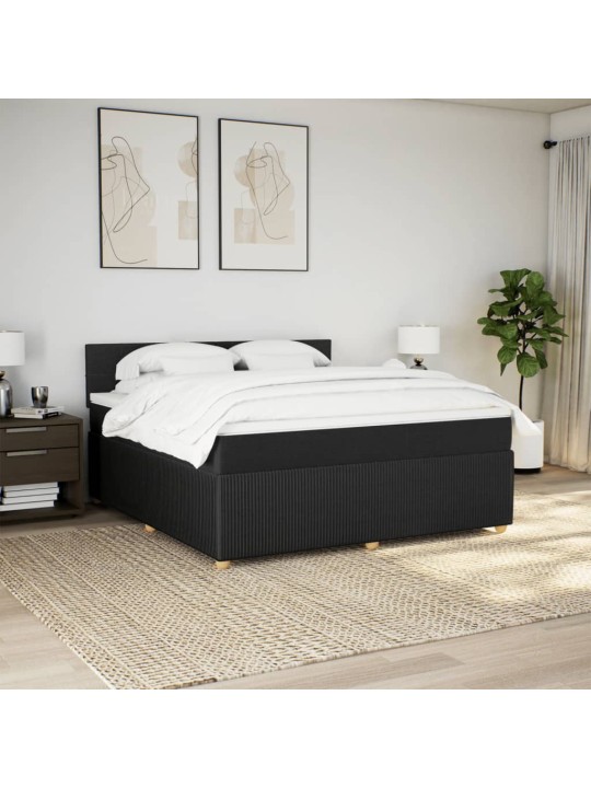 Box spring postel s matrací černá 180x200 cm textil