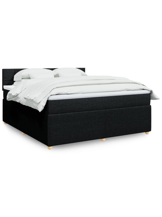 Box spring postel s matrací černá 180x200 cm textil