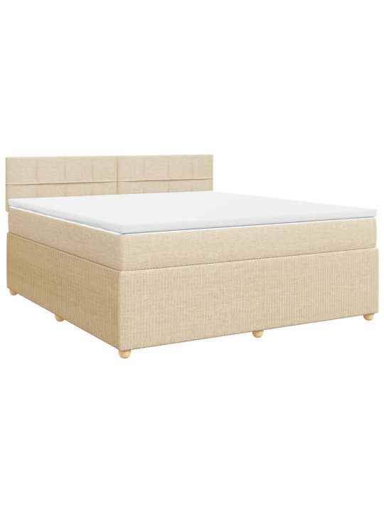 Box spring postel s matrací krémová 180x200 cm textil