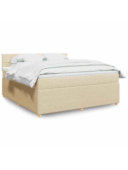 Box spring postel s matrací krémová 180x200 cm textil