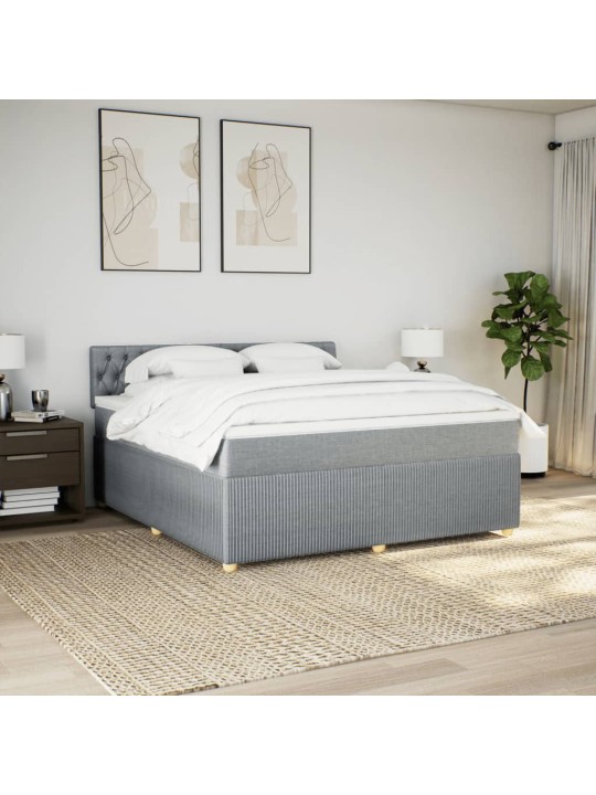 Box spring postel s matrací světle šedá 180 x 200 cm textil