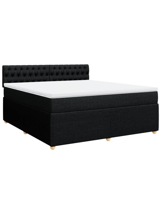 Box spring postel s matrací černá 180x200 cm textil