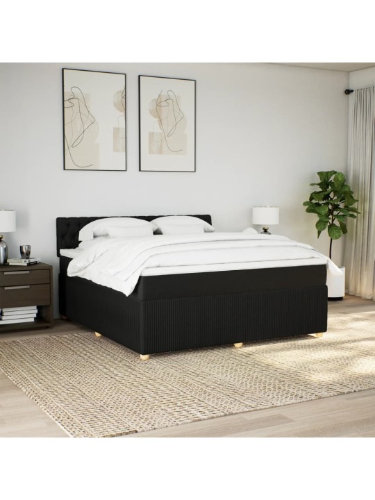 Box spring postel s matrací černá 180x200 cm textil