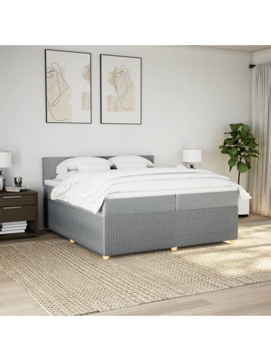 Box spring postel s matrací světle šedá 200 x 200 cm textil