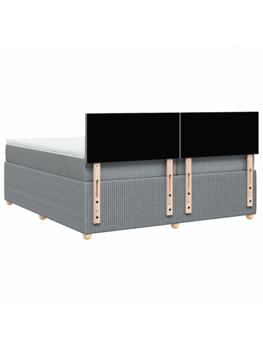 Box spring postel s matrací světle šedá 200 x 200 cm textil