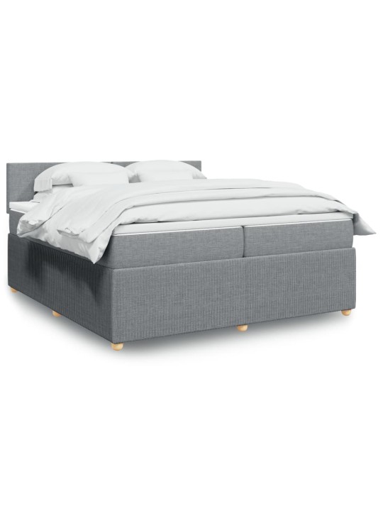Box spring postel s matrací světle šedá 200 x 200 cm textil