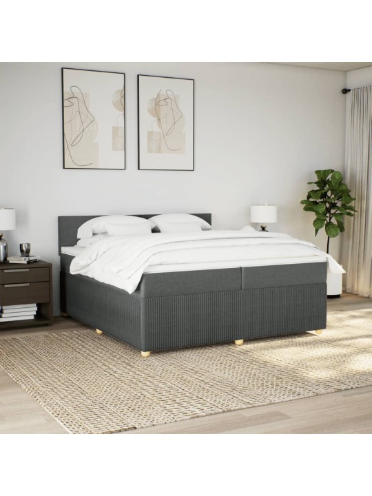 Box spring postel s matrací tmavě šedá 200x200 cm textil