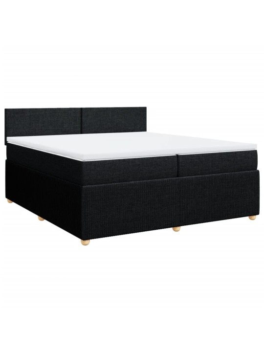 Box spring postel s matrací černá 200x200 cm textil
