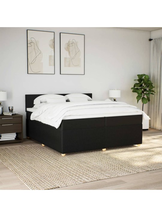 Box spring postel s matrací černá 200x200 cm textil
