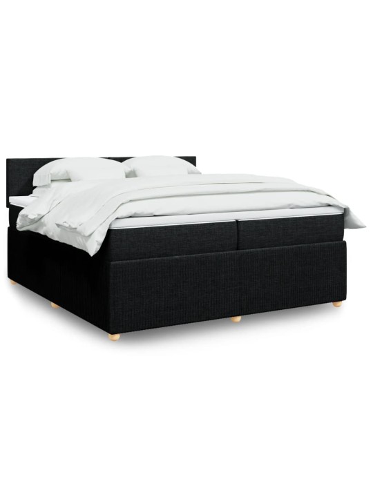 Box spring postel s matrací černá 200x200 cm textil