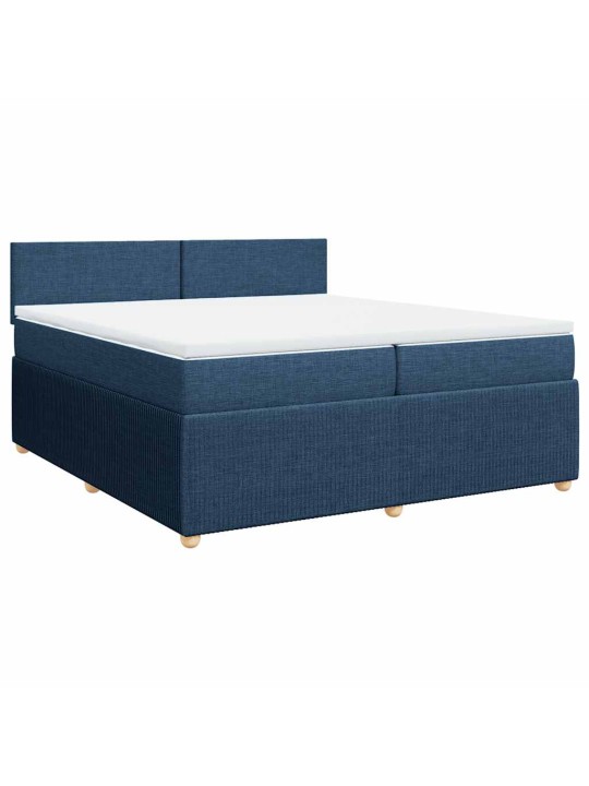 Box spring postel s matrací modrá 200x200 cm textil