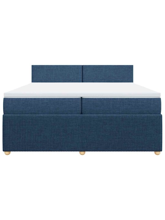 Box spring postel s matrací modrá 200x200 cm textil