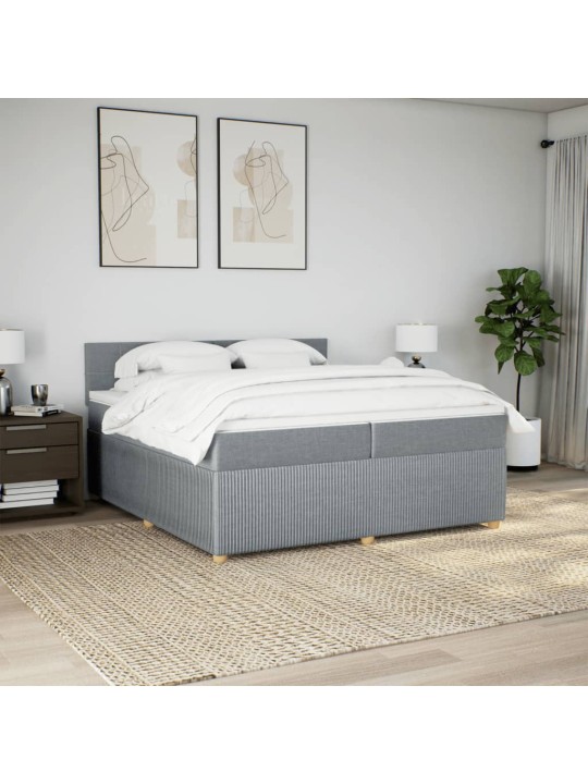 Box spring postel s matrací světle šedá 200 x 200 cm textil
