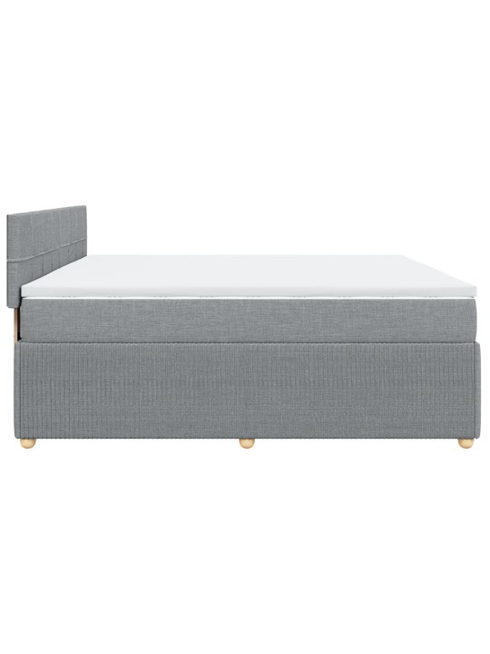 Box spring postel s matrací světle šedá 200 x 200 cm textil